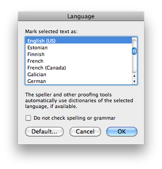 how to do commands for spell check on mac for word 2011
